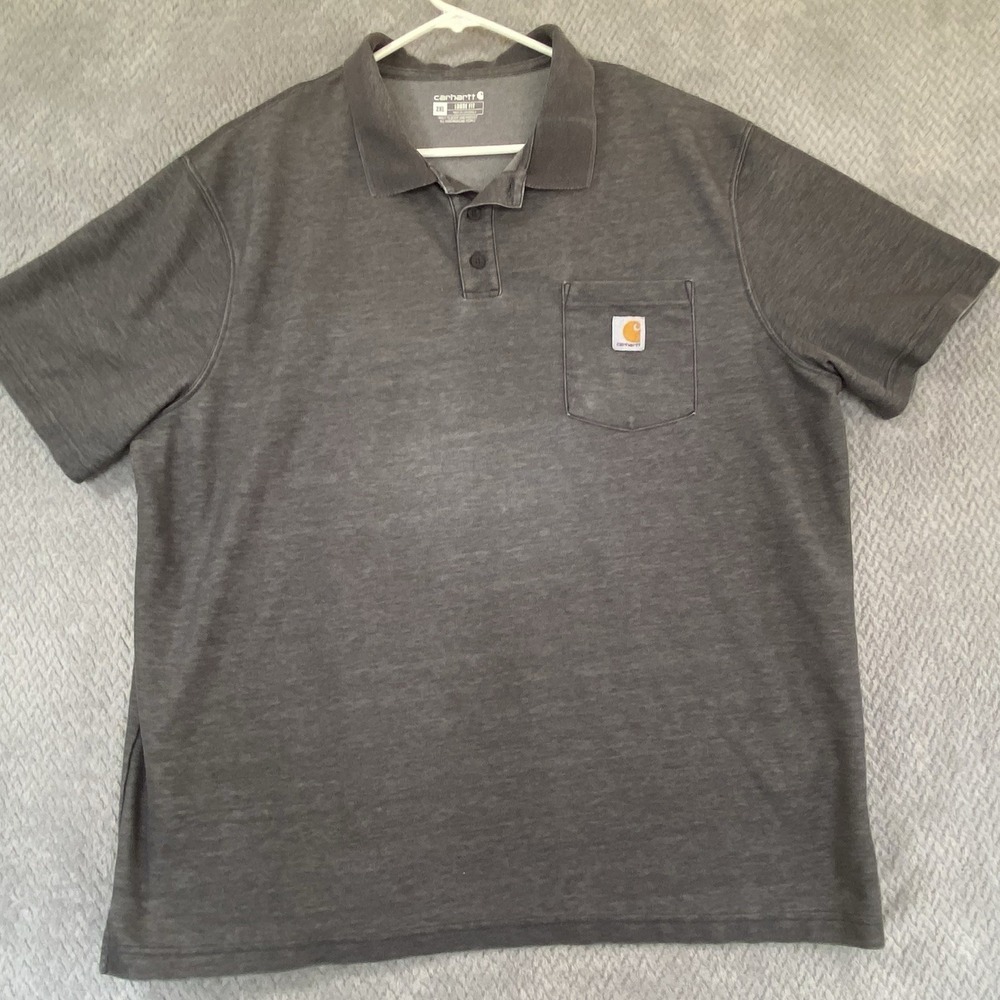 Carhartt Mens Polo Shirt Size 2XL Loose Fit Gray